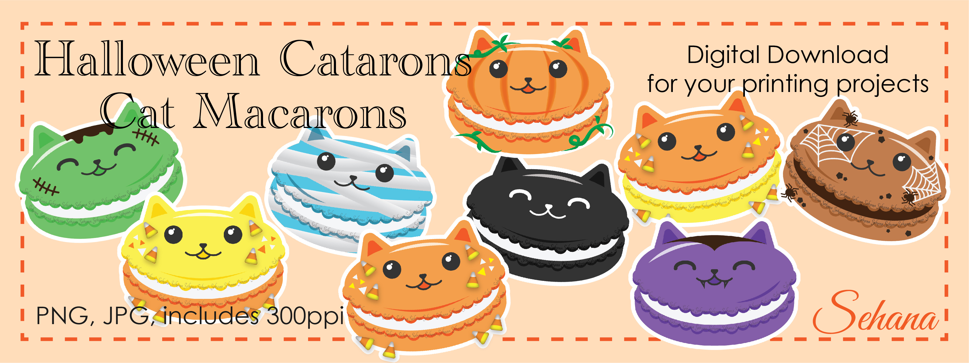 Halloween Cat Macarons
