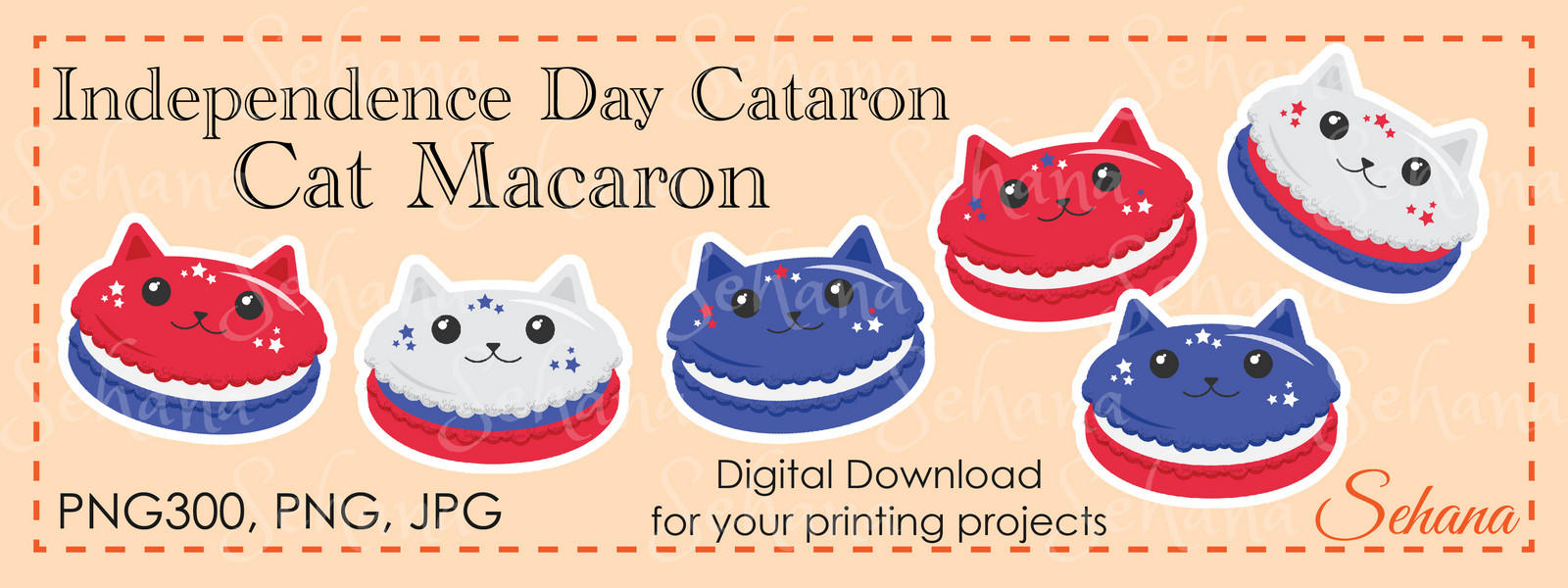Independence Day Cat Macarons